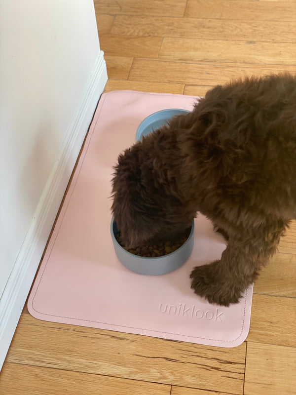 Waterproof Pet Food Mat — Pink | 22 x 14 in