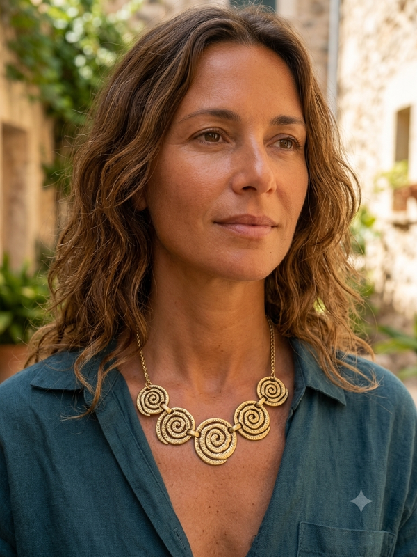 Golden swirl Statement necklace Earrings Set