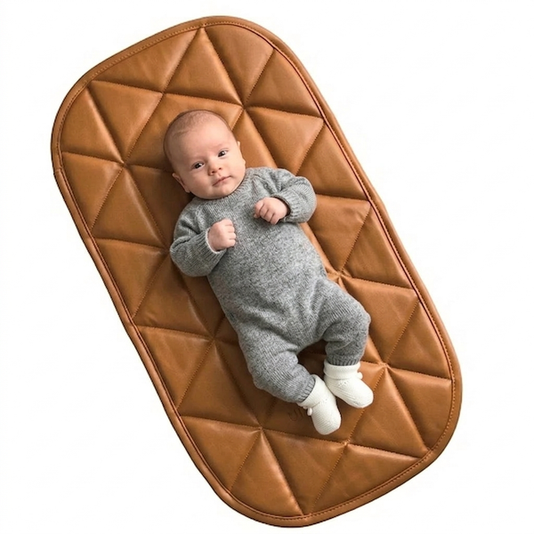 Quilted Vegan Leather Changing Mat & Play Mat — Amber