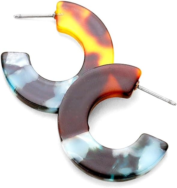 Marble hoops | Blue + Amber | Earrings