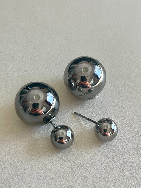 Metallic Ball Double-sided Statement Earrings