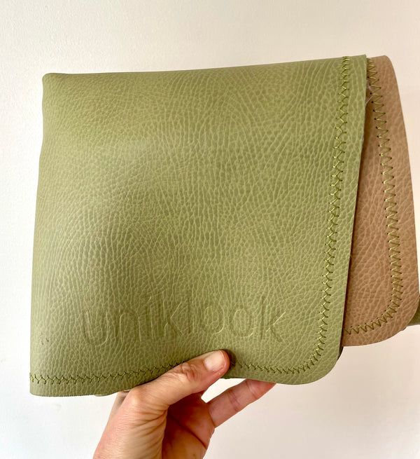 Vegan Leather Baby Changing Mat — Green & Tan | 16" x 30"