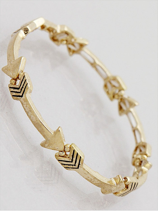 Arrow Stretch Bracelet — Antique Silver or Gold Tone