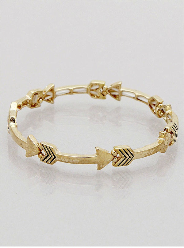 Arrow Stretch Bracelet — Antique Silver or Gold Tone
