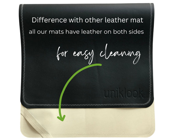 Vegan Leather Baby Changing Mat — Black & Cream | 14" x 22"