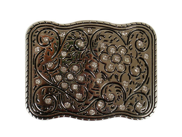 Western Chic Silver & Rhinestone Belt Buckle
