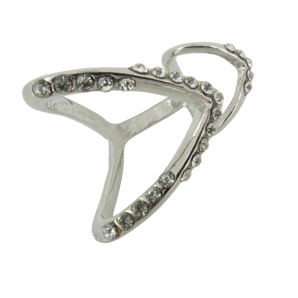 Silver ring with gemstones on a light gray background
