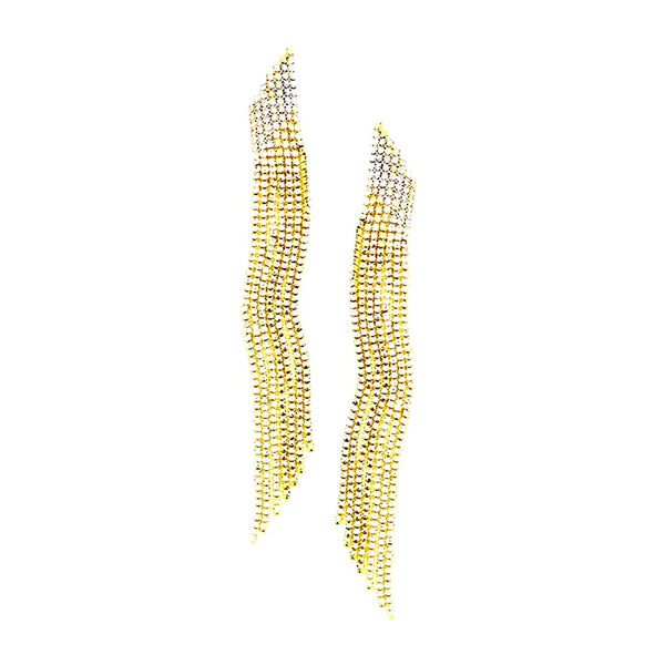 Gold beaded earrings on a white background