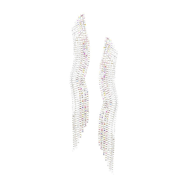 Extra Long AB Statement Rhinestones Earrings