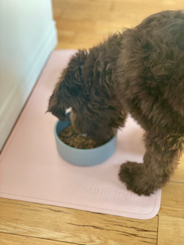 Waterproof Pet Food Mat — Pink | 22 x 14 in