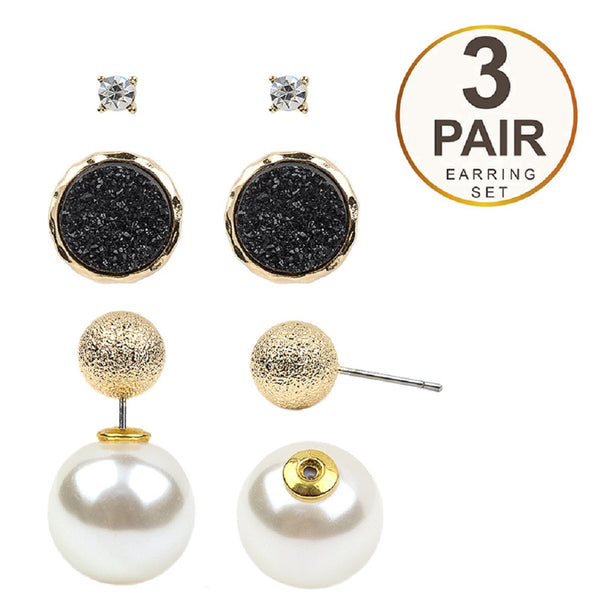 Trio double-sided studs Statement earrings