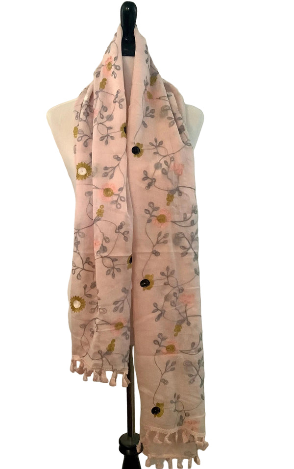 Scarft | embroidered | Pink