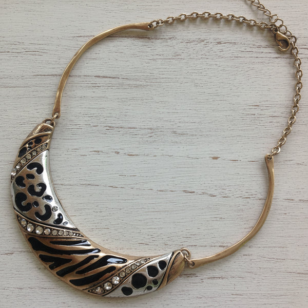 Leopard & Zebra Animal Print Crystal Choker Necklace