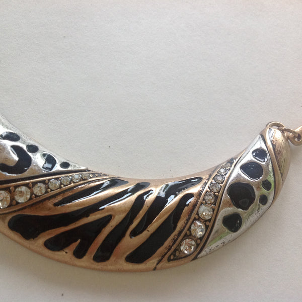 Leopard & Zebra Animal Print Crystal Choker Necklace