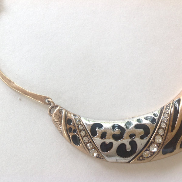 Leopard & Zebra Animal Print Crystal Choker Necklace