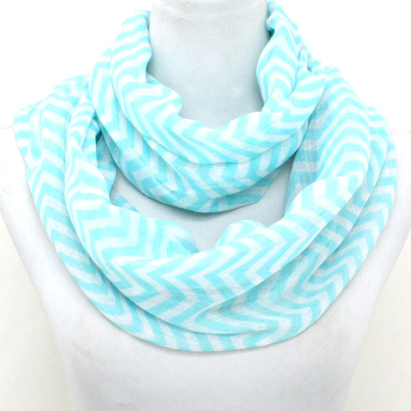 Light blue and white striped scarf on a white background