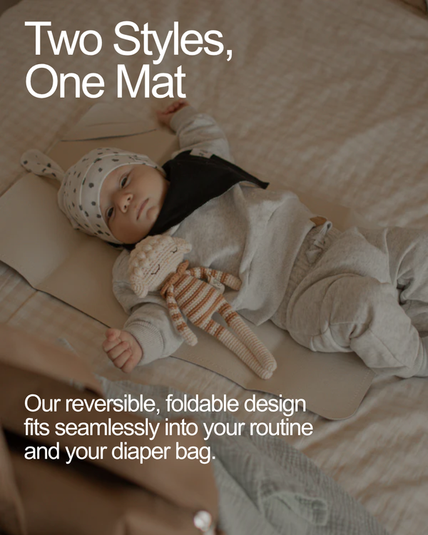 Vegan Leather Baby Changing Mat — Black & Cream | 14" x 22"