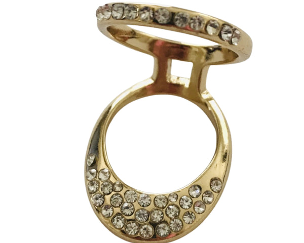 Gold + Rhinestones Statement Ring