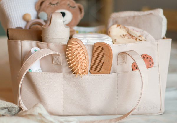 Cream Vegan Leather Diaper Caddy & Nursery Organizer | Uniklook