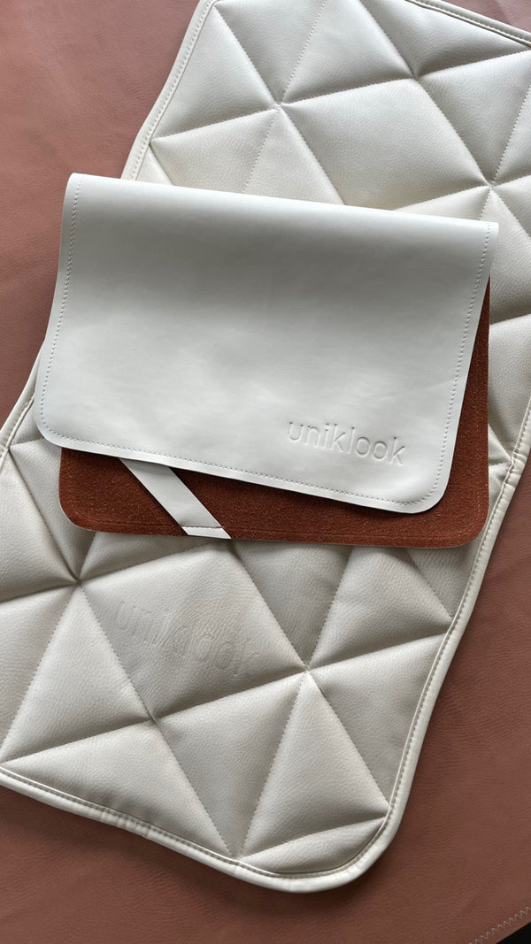 Quilted Vegan Leather Changing Mat — Cream