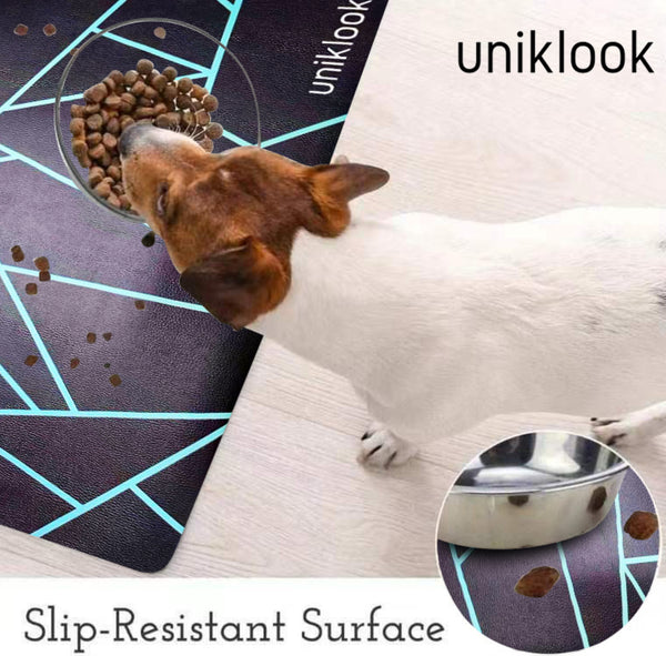 Waterproof Vegan Leather Pet Feeding Mat — Avant-Garde Teal | 28 x 16.5 in