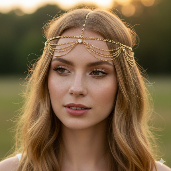 Boho Gold Head Chain | Head Chain Jewelry.