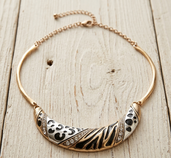 Leopard & Zebra Animal Print Crystal Choker Necklace