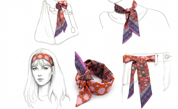 Colorful Satin Skinny Scarf — Multi-Way Neck, Hair & Wrist Scarf