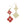 Load image into Gallery viewer, Red enamel floral drop earrings showing front and gold tone back detail
