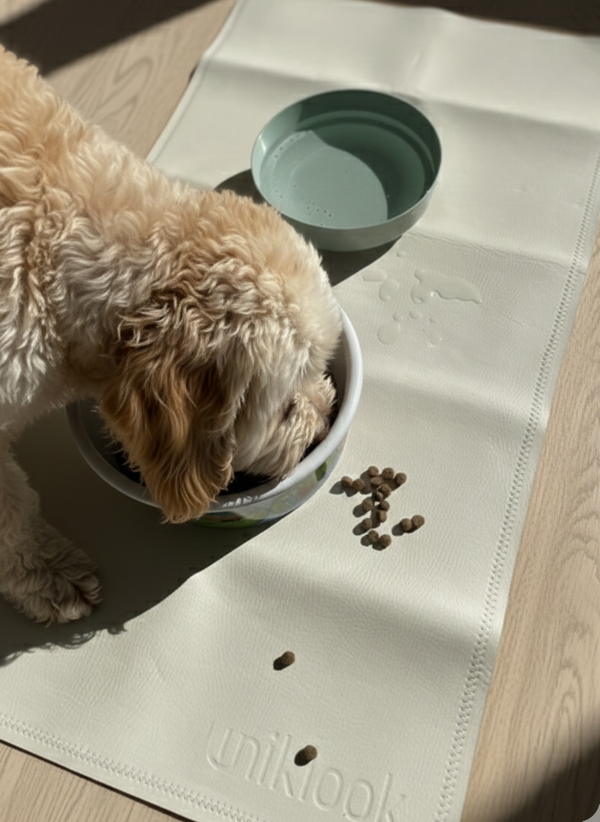 Vegan Leather Pet Food Mat — 22"x14" | Cream & Terra