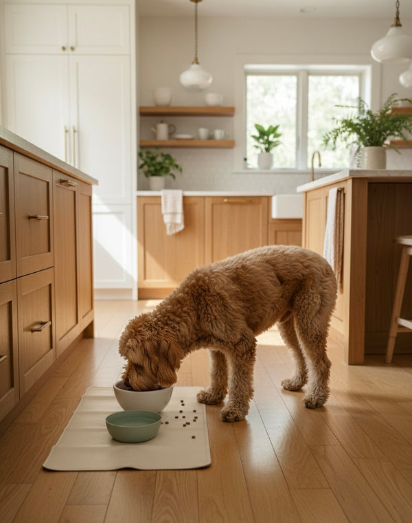 Vegan Leather Pet Food Mat — 22"x14" | Cream & Terra