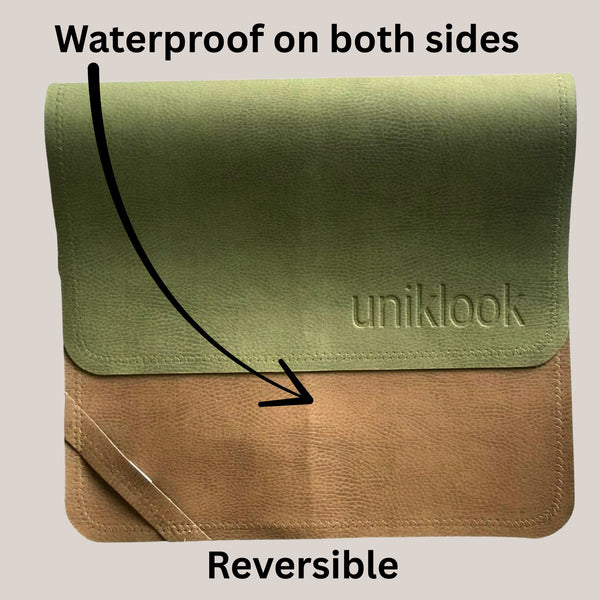 Vegan Leather Baby Changing Mat — Green & Tan | 14" x 22"