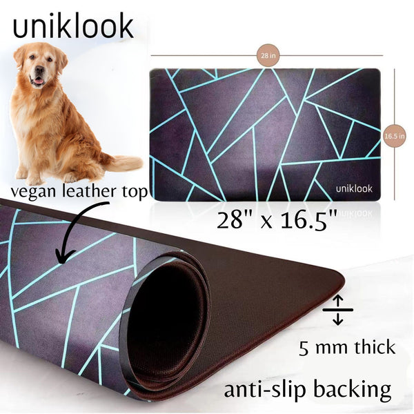 Waterproof Vegan Leather Pet Feeding Mat — Avant-Garde Teal | 28 x 16.5 in