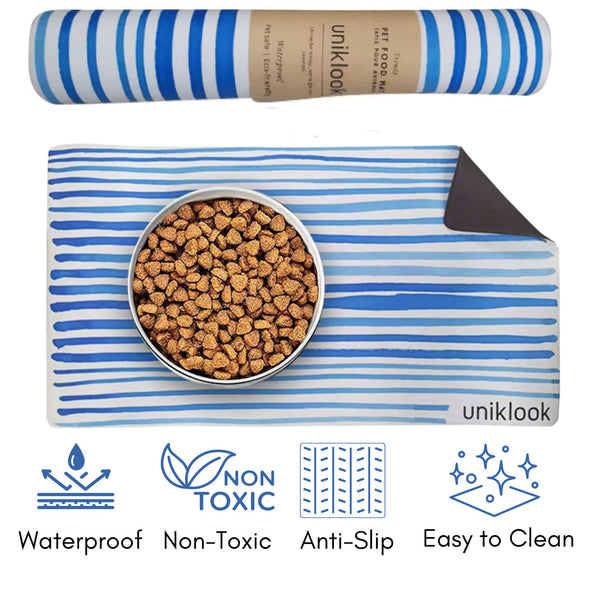 Waterproof Pet Food Mat — Beachy Vibe | 28 x 16.5 in