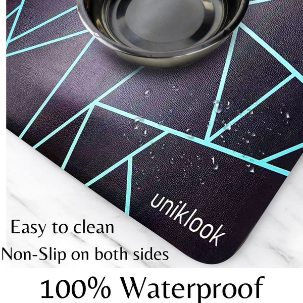 Waterproof Vegan Leather Pet Feeding Mat — Avant-Garde Teal | 28 x 16.5 in