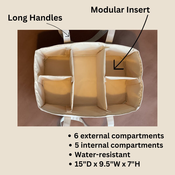 Cream Vegan Leather Diaper Caddy & Nursery Organizer | Uniklook