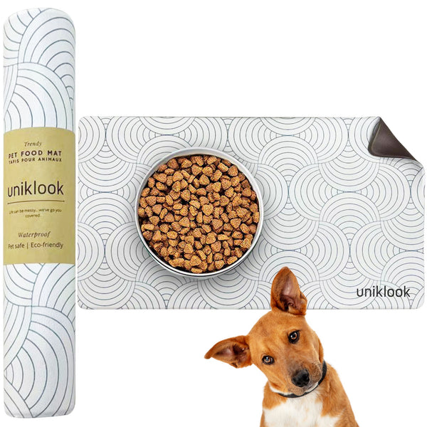 smart leather dog food mat swirl blue design principal picture