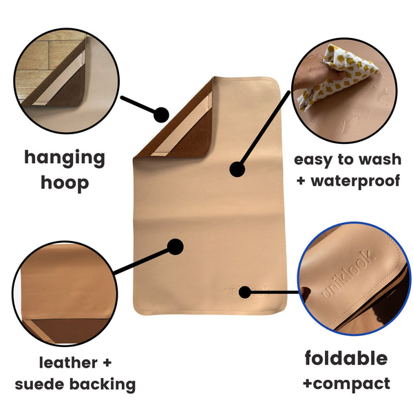 Vegan Leather Baby Changing Mat — Cream | 16" x 30"