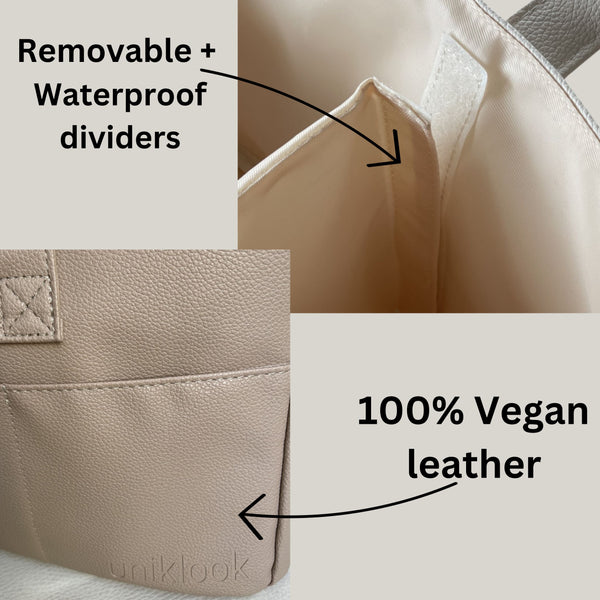 Cream Vegan Leather Diaper Caddy & Nursery Organizer | Uniklook