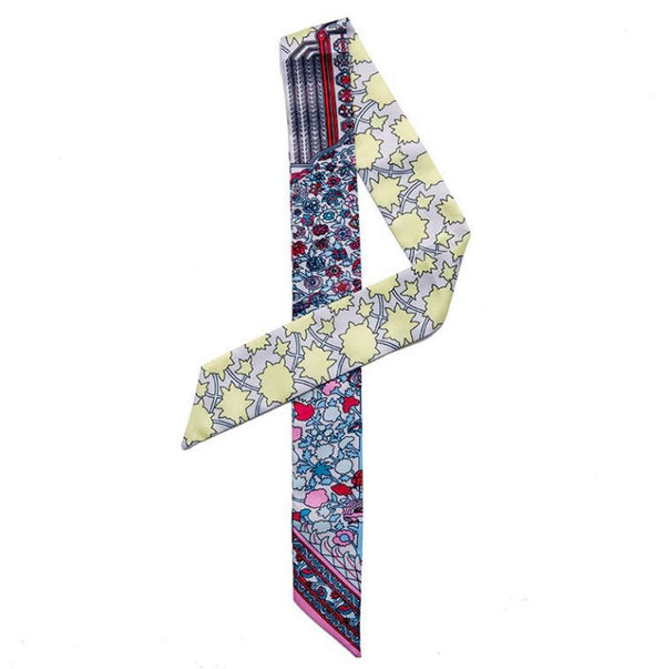 Colorful Satin Skinny Scarf — Multi-Way Neck, Hair & Wrist Scarf