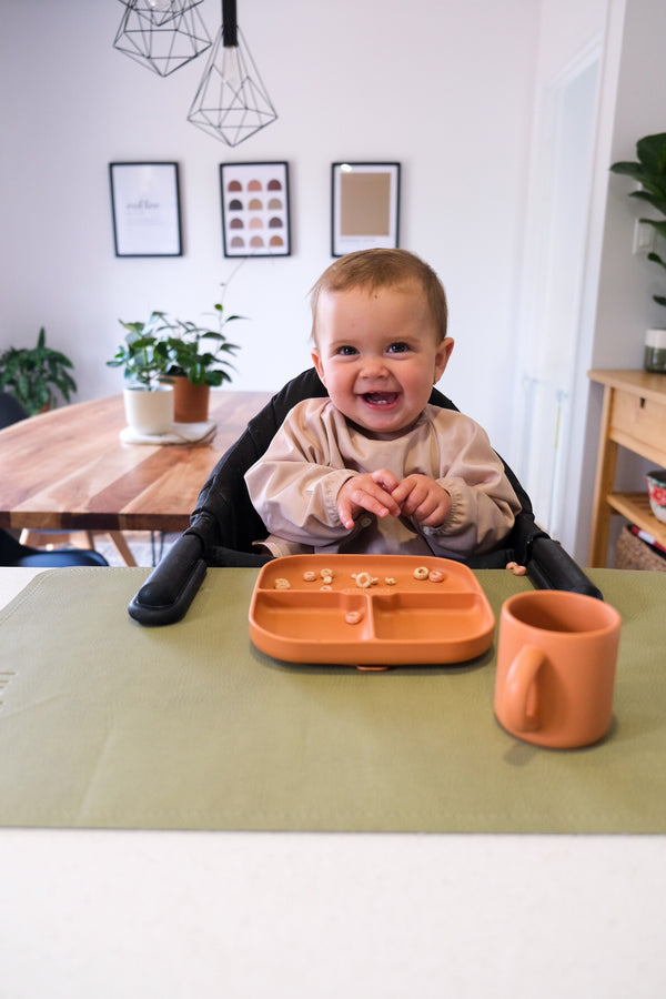 Vegan Leather Baby Changing Mat — Green & Tan | 14" x 22"