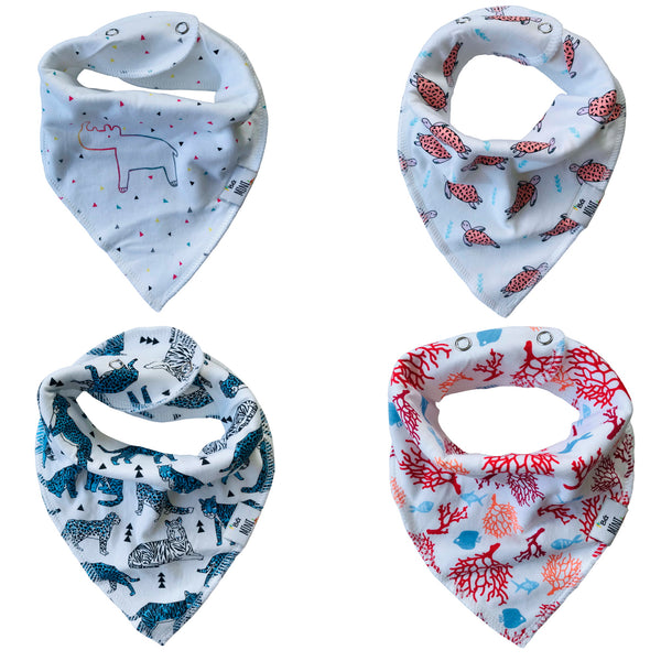 Organic Cotton Bandana Bibs — Endangered Species Print
