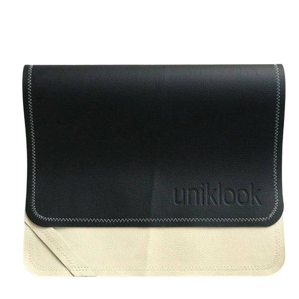 Vegan Leather Baby Changing Mat — Black & Cream | 14" x 22"